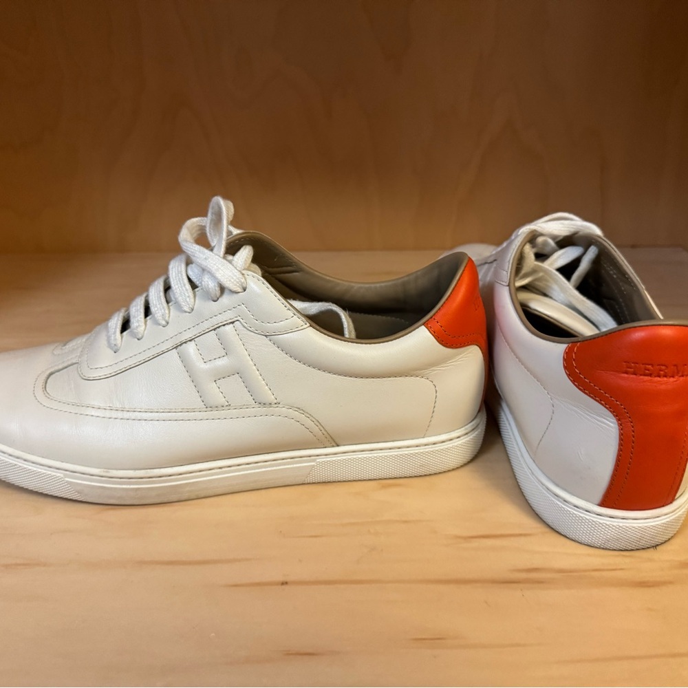 Hermes White and Orange Sneakers